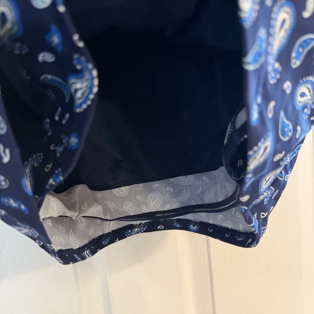 Lands End Tankini Swim‎ Top 18W Navy Paisley Underwire Bra Adjustable Modest EUC